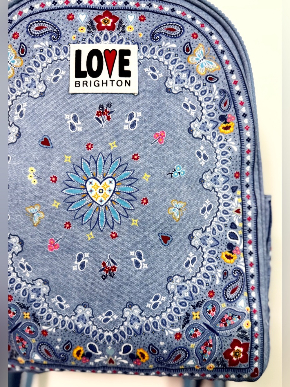 Brighton Bandana Love Backpack Blue Paisley Butterfly Print Mini Backpack - Picture 5 of 16